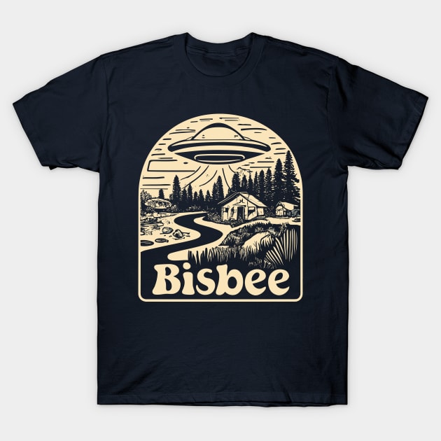 Vintage Bisbee Arizona UFO in Nature Art - Enigmatic Extraterrestrial Scene T-Shirt by TeeTrendz